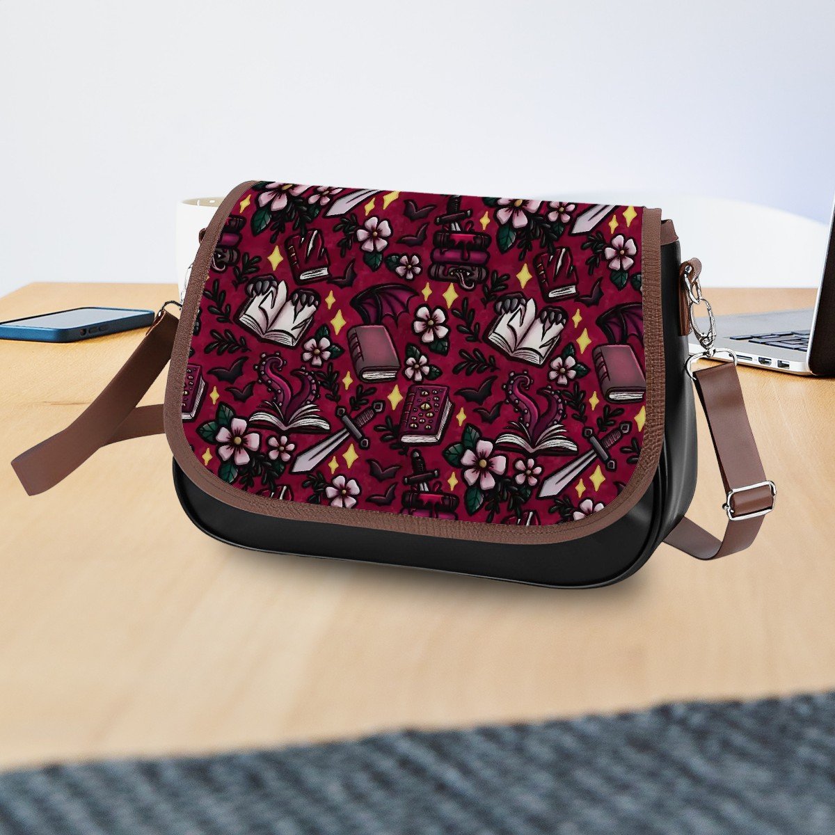 Omegaverse Monster romance vegan Leather Shoulder Bag bookish handbag