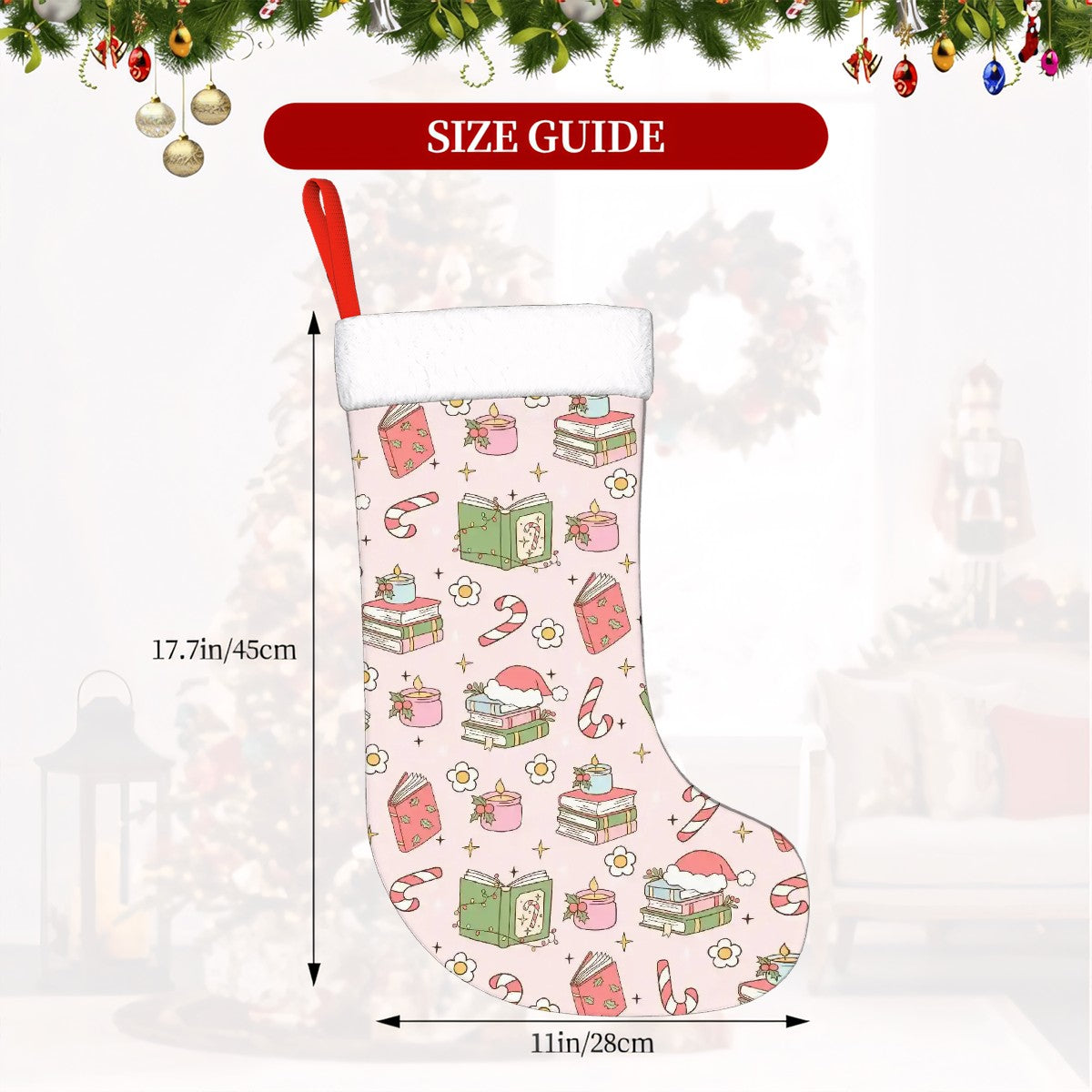 Bookish christmas Plush Christmas Stockings