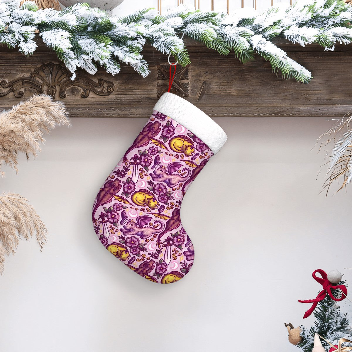 Dragons and swords plush bookish christmas stocking