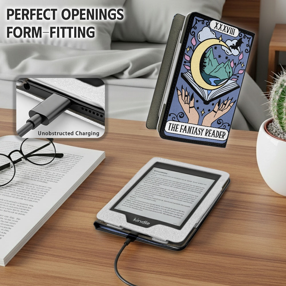 The fantasy reader bookish vegan leather PU cover for Kindle paperwhite 11th 12th gen wallet style e-reader case