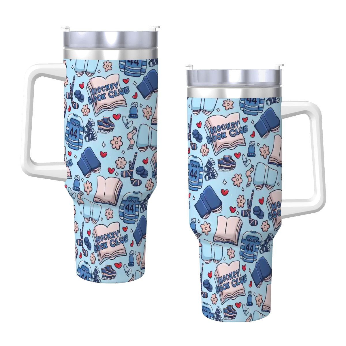 Catroon hockey romance bookish 40oz travel mug