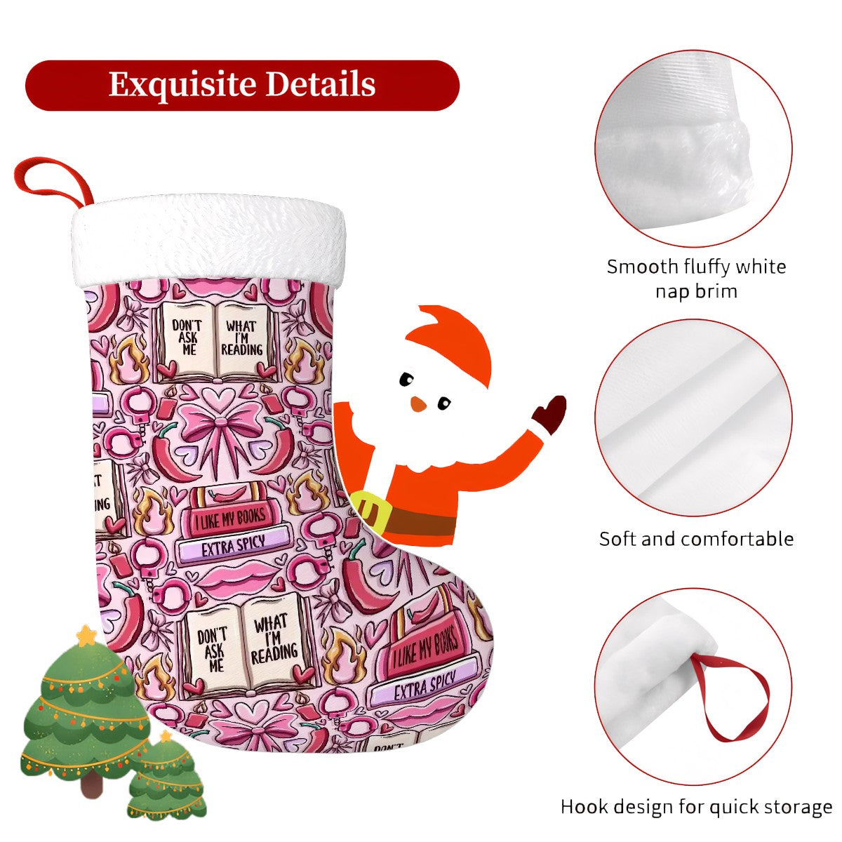 Don't ask what I'm reading smutty romance Plush Christmas Stockings