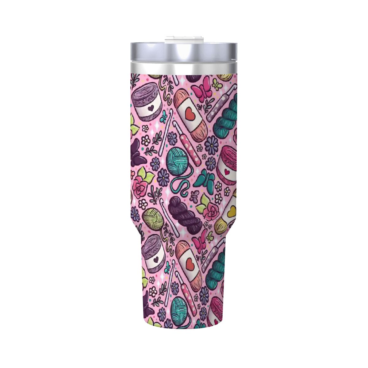 Crochet lover floral travel mug 40oz