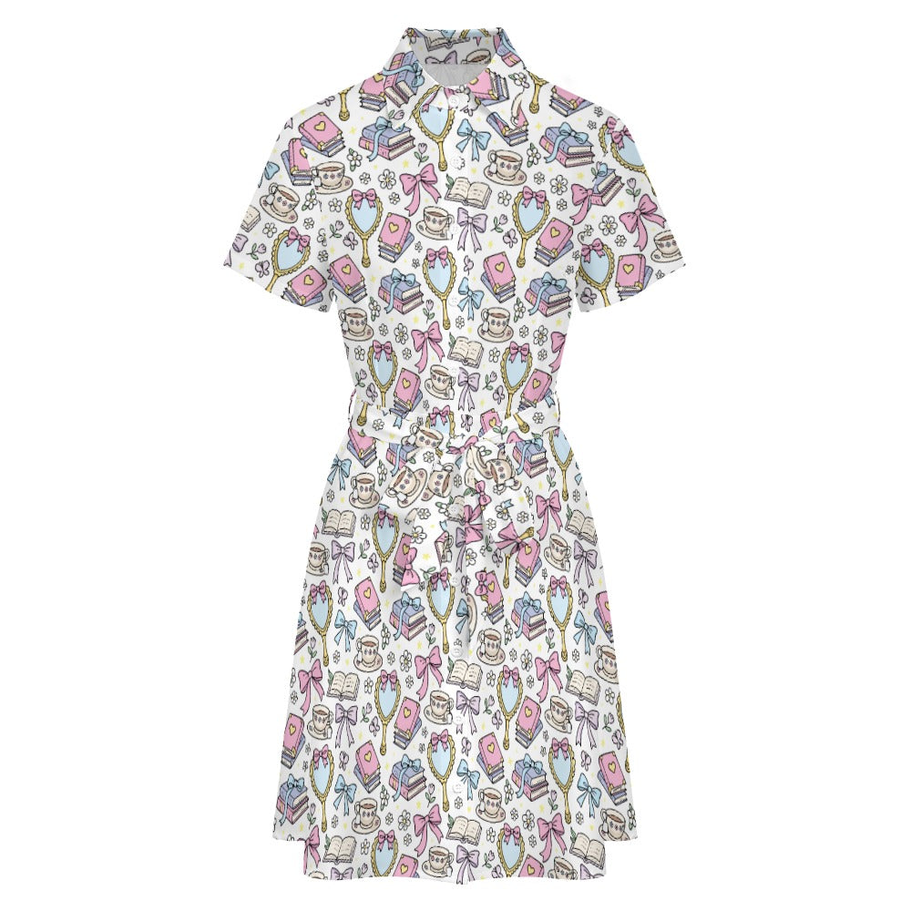 Spring reading bookish shirt dress