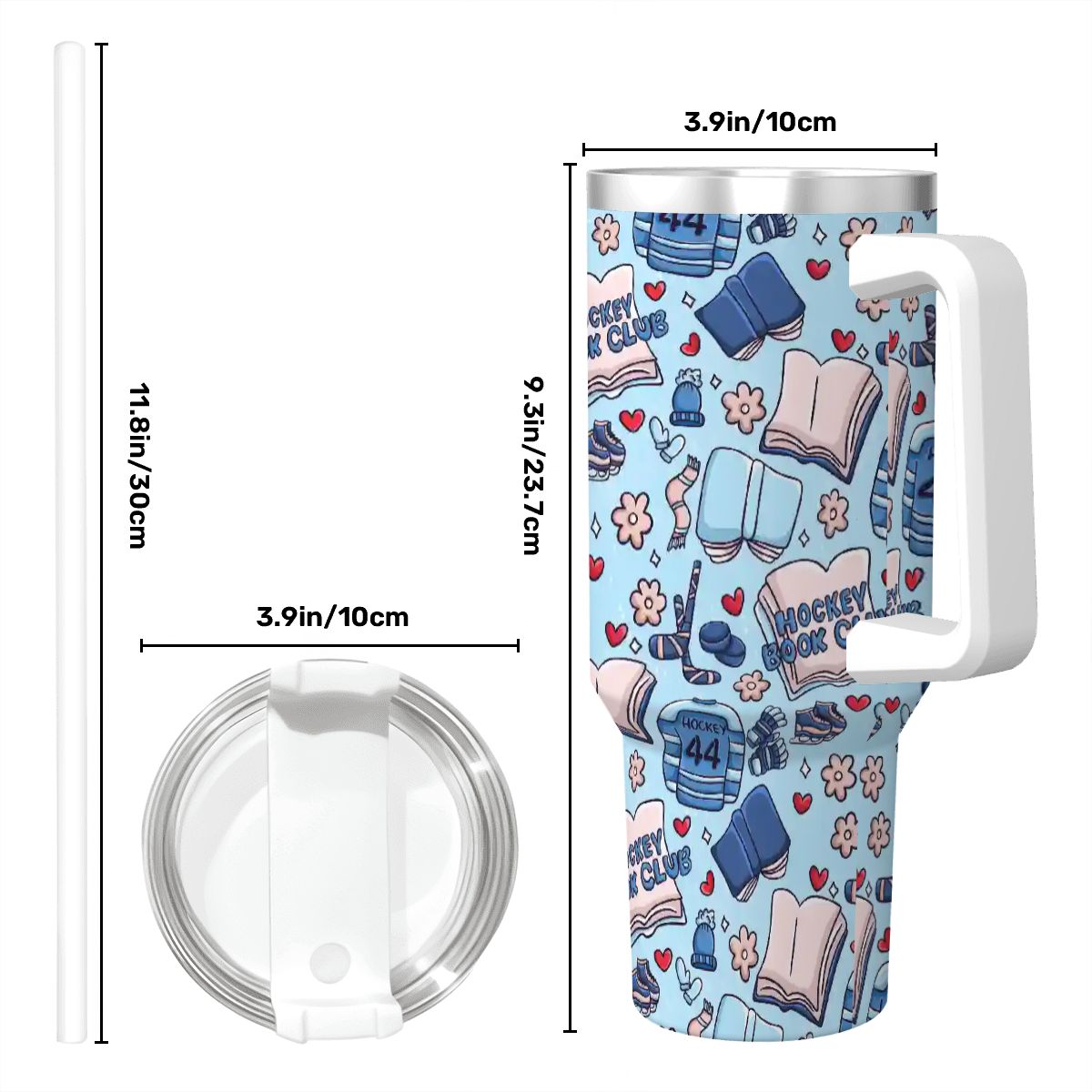 Catroon hockey romance bookish 40oz travel mug
