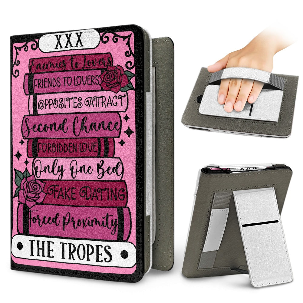 The romance tropes tarot style PU cover for Kindle paperwhite 11th 12th generation wallet style e-reader case in vegan leather