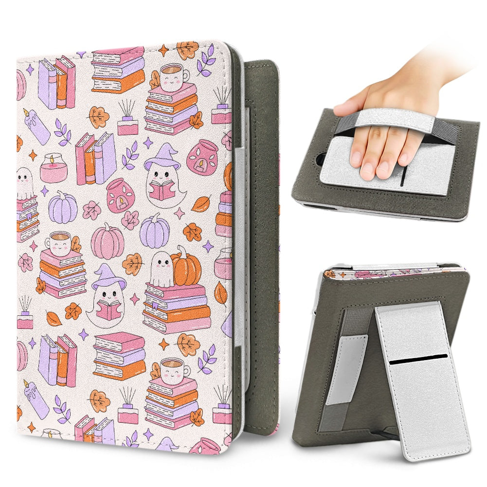 Cute bookish ghosts and pumpkins vegan leather bookish PU cover for Kindle paperwhite 11th 12th generation