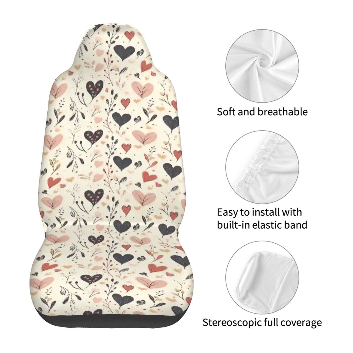 Vintage hearts Car Front Seat Covers