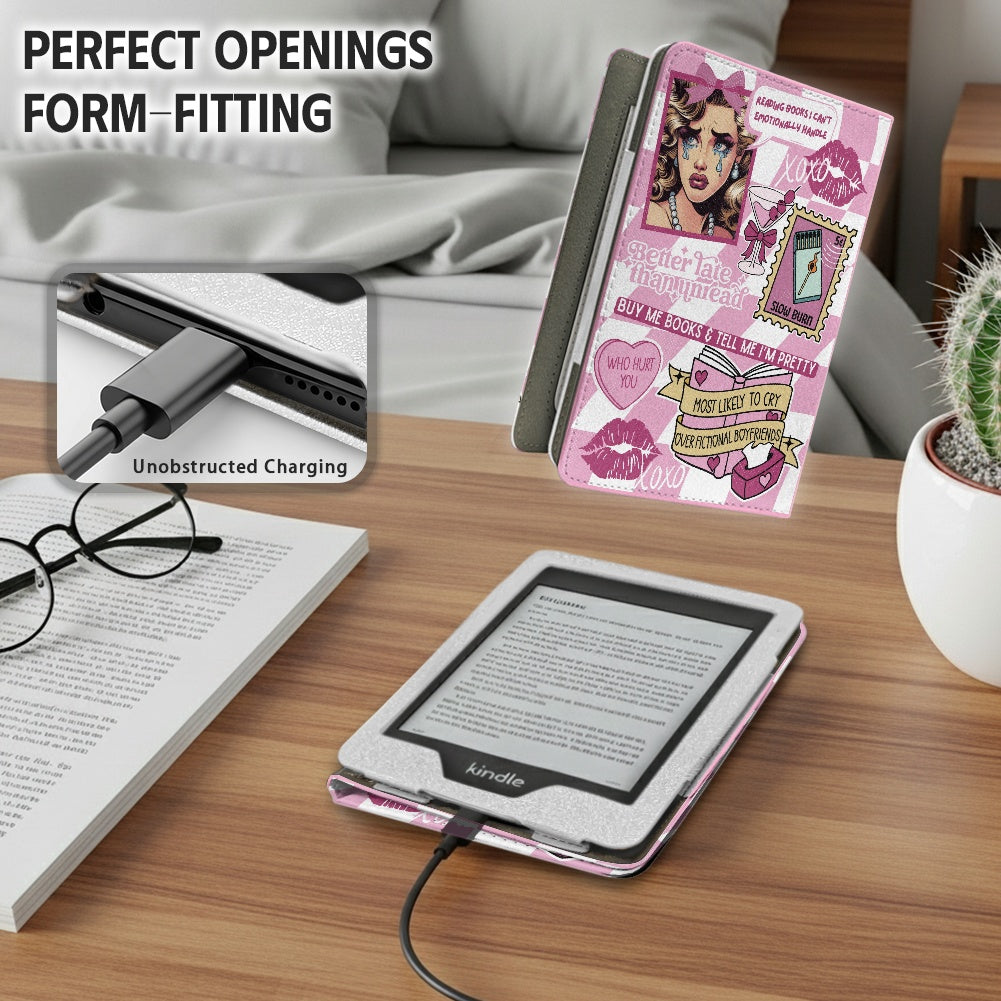 Glam reader PU cover for Kindle paperwhite 11th 12th gen vegan leather wallet style case