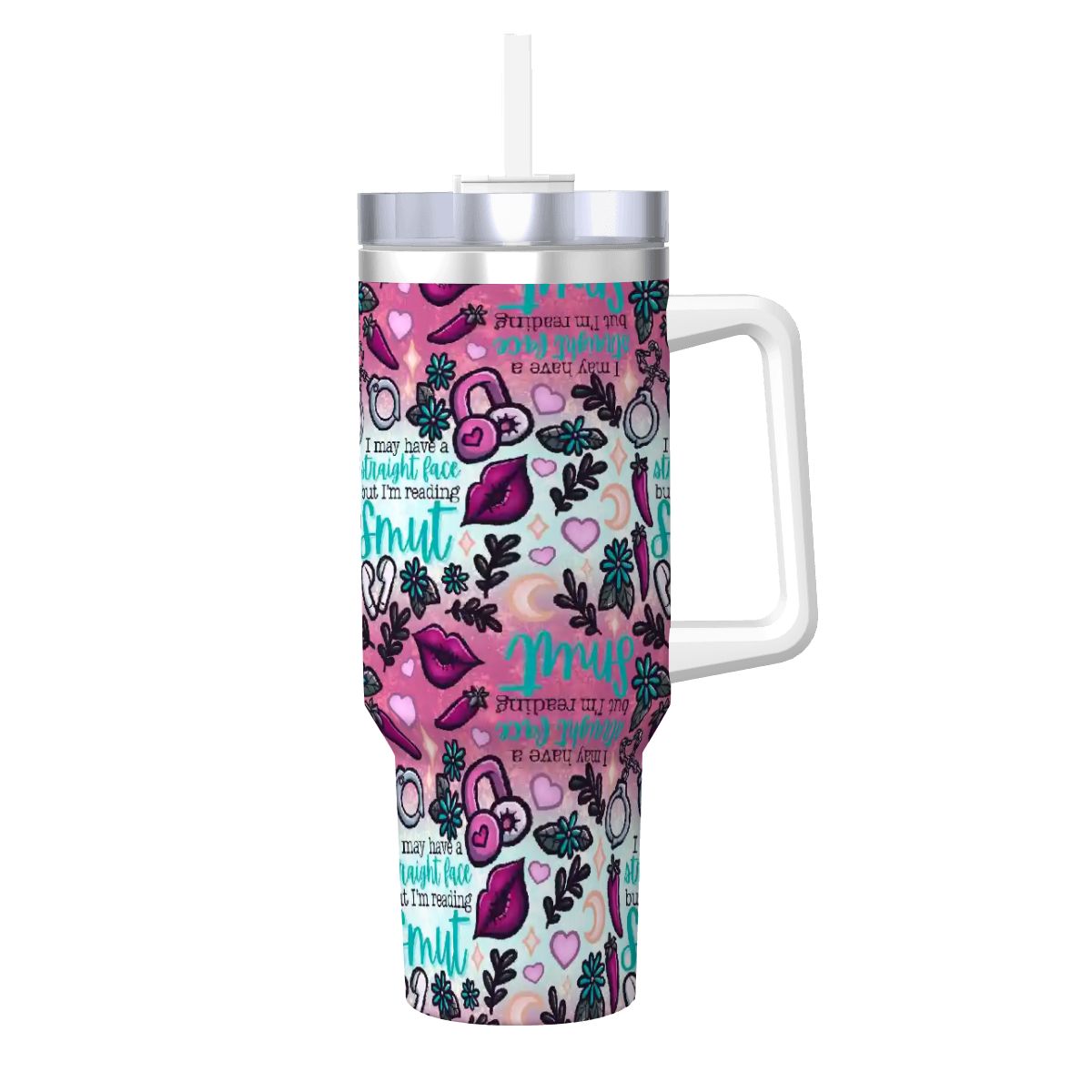 Straight face but reading smut 40oz travel mug