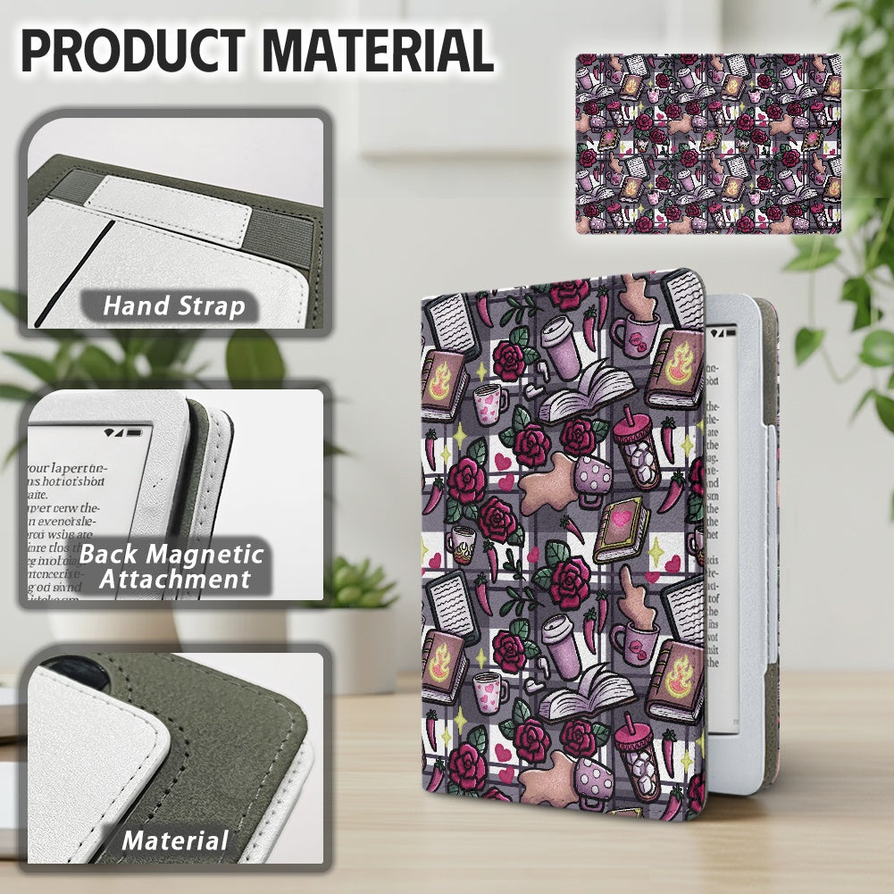 Smut and coffee PU cover for Kindle paperwhite 11th 12th gen vegan leather wallet style case