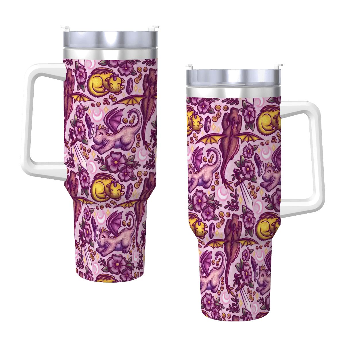 Dragons and swords bookish romantasy fantasy 40oz travel mug