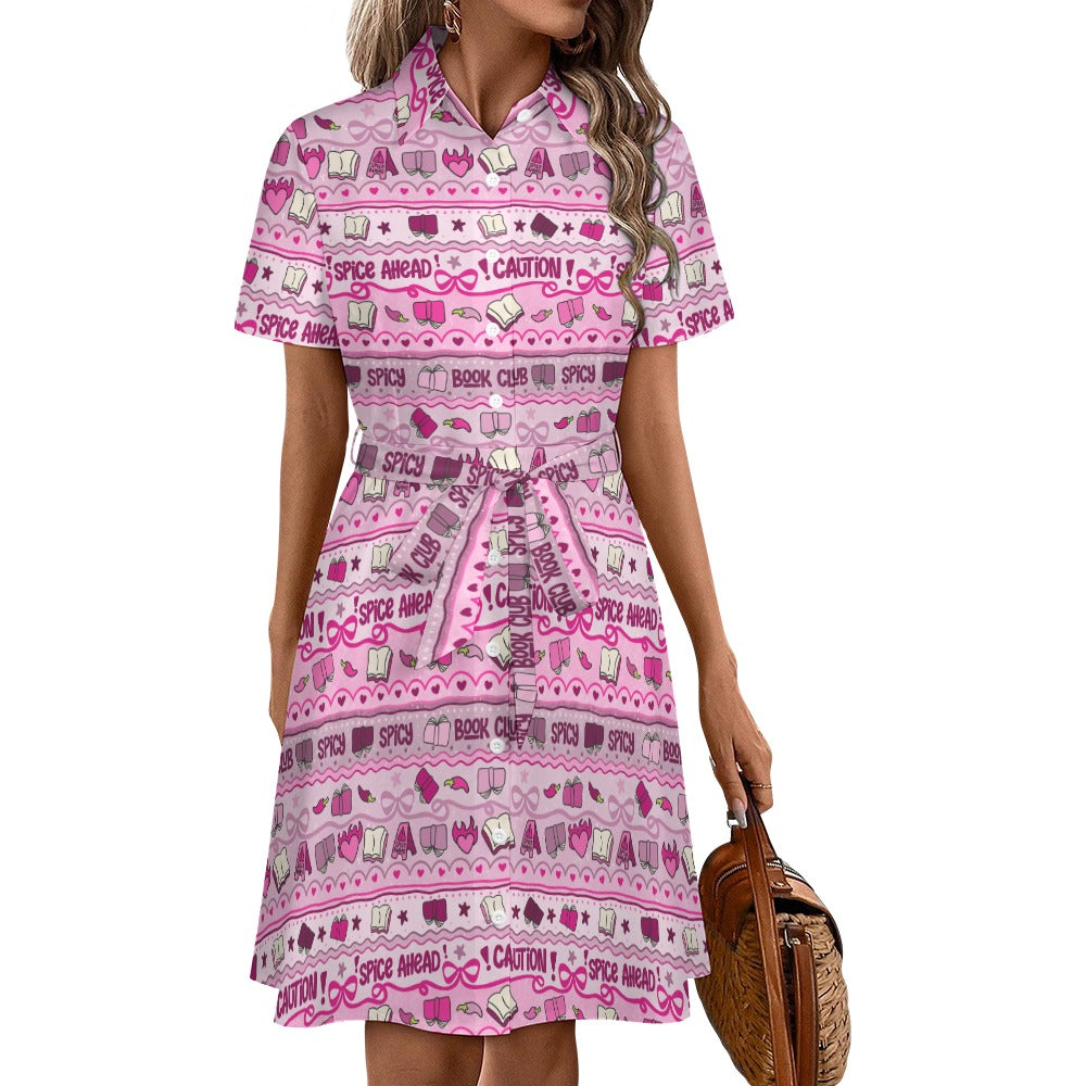 Caution smut ahead bookish shirt dress