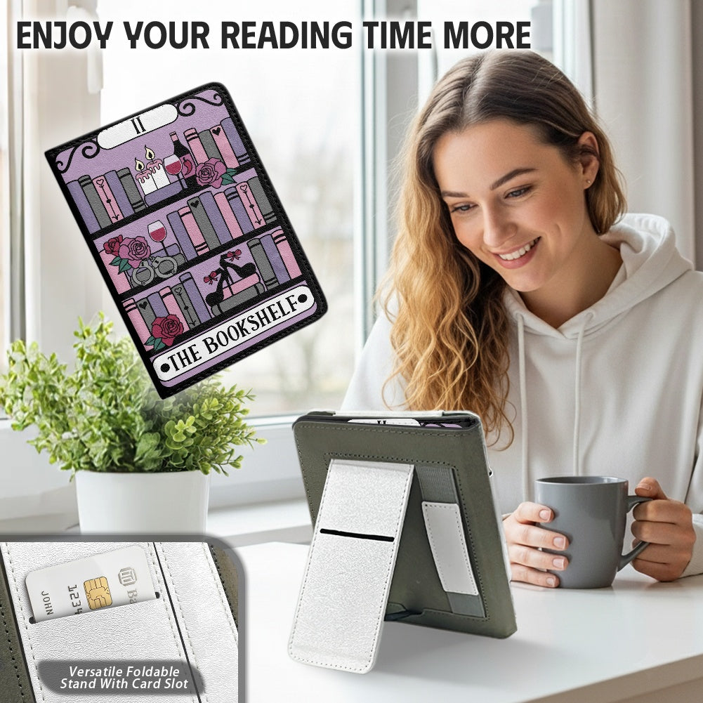 The bookshelf reader tarot style PU cover for Kindle paperwhite 11th 12th generation wallet style e-reader case in vegan leather