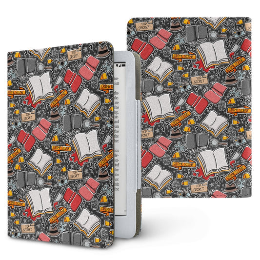 Cartoon crime scene thriller reader PU cover for Kindle 11th 12th gen and coloursoft