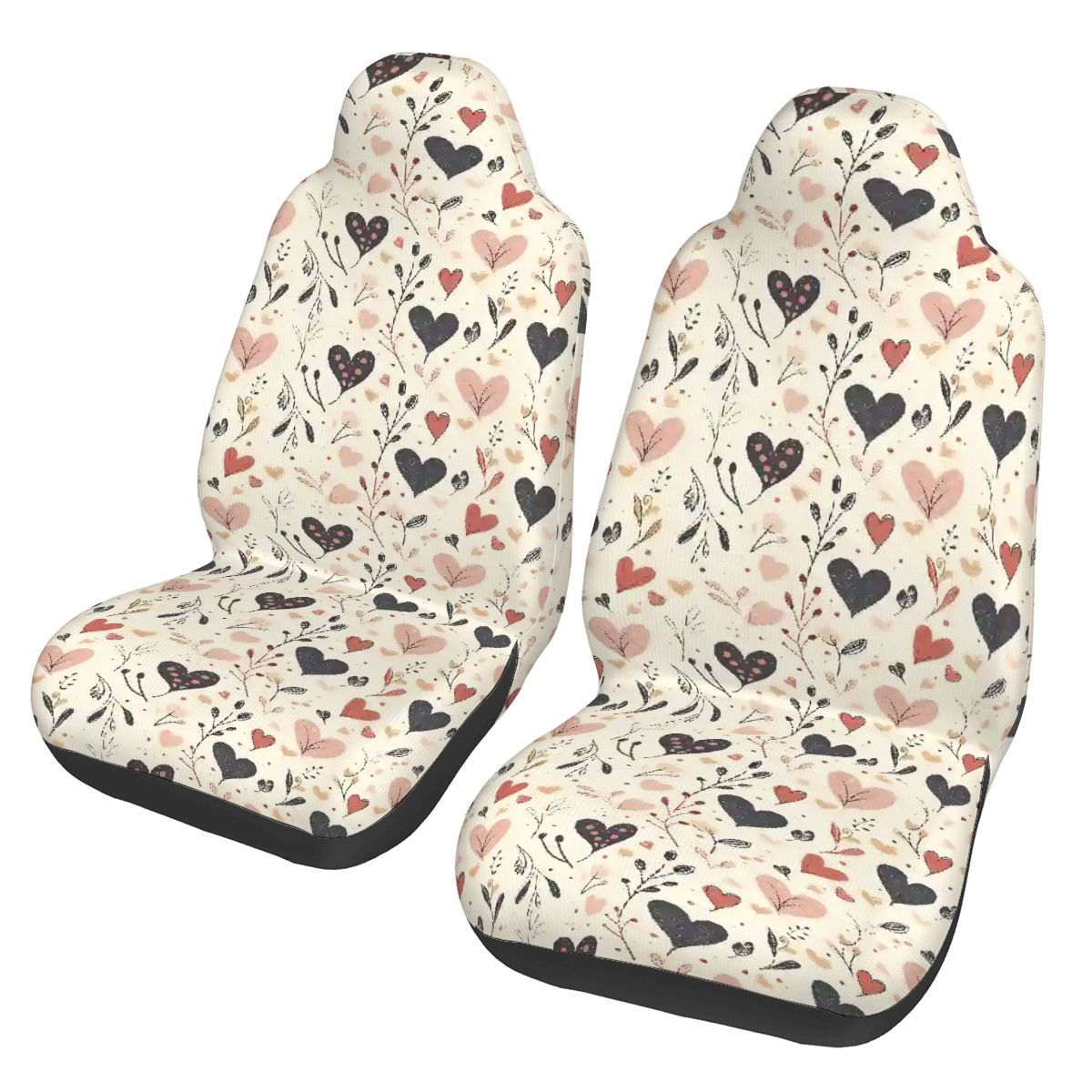 Vintage hearts Car Front Seat Covers