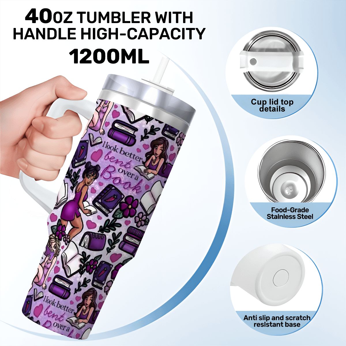 I look better bent over a book bookish 40oz travel mug