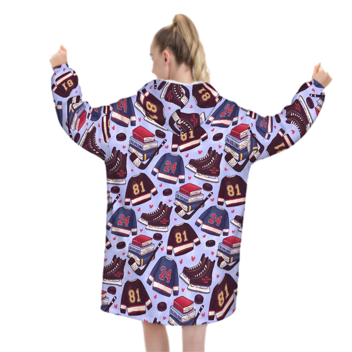 Heated hockey romance bookish blanket hoodie