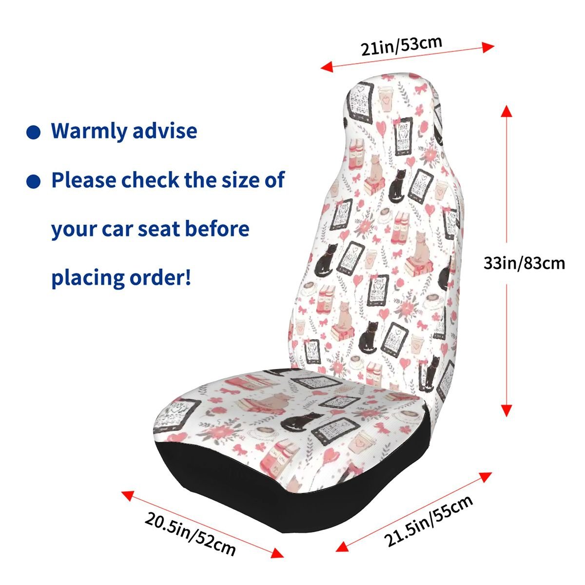 Love cats and e-readers bookish Car Front Seat Covers
