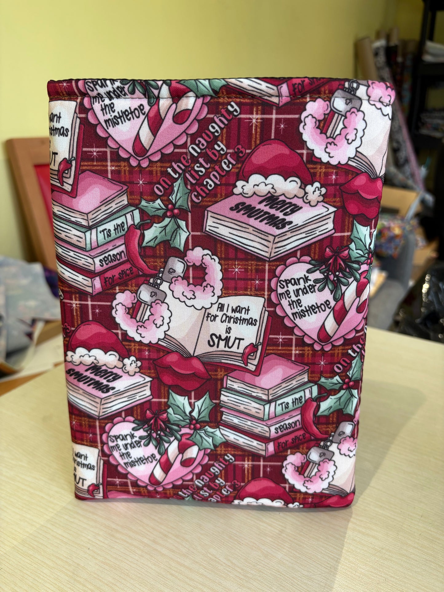 Merry smutmas Christmas bookbestie book sleeve padded and lined book protector **2 sizes** book jackets, fabric dust jackets