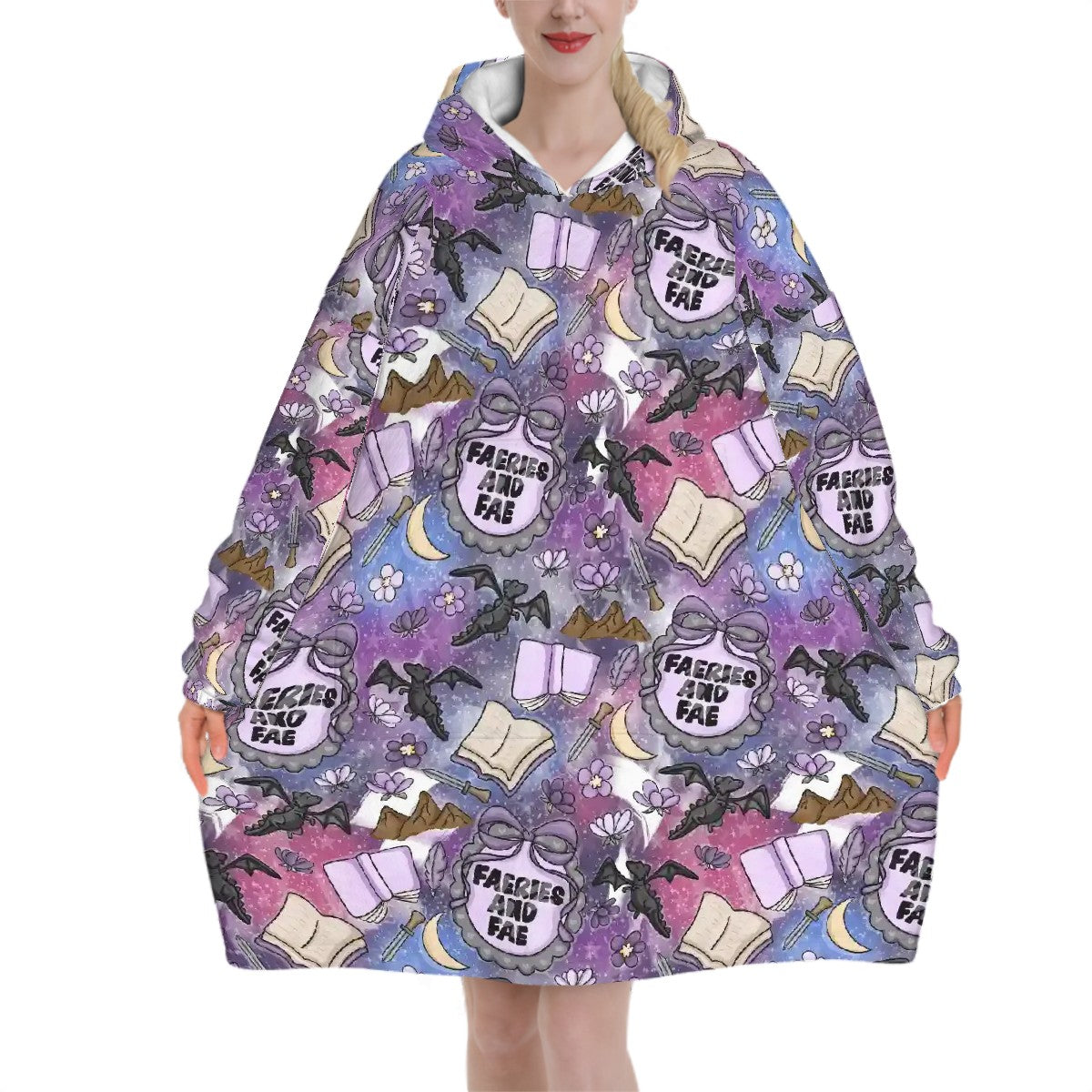 Faeries and fae romantasy bookish blanket hoodie