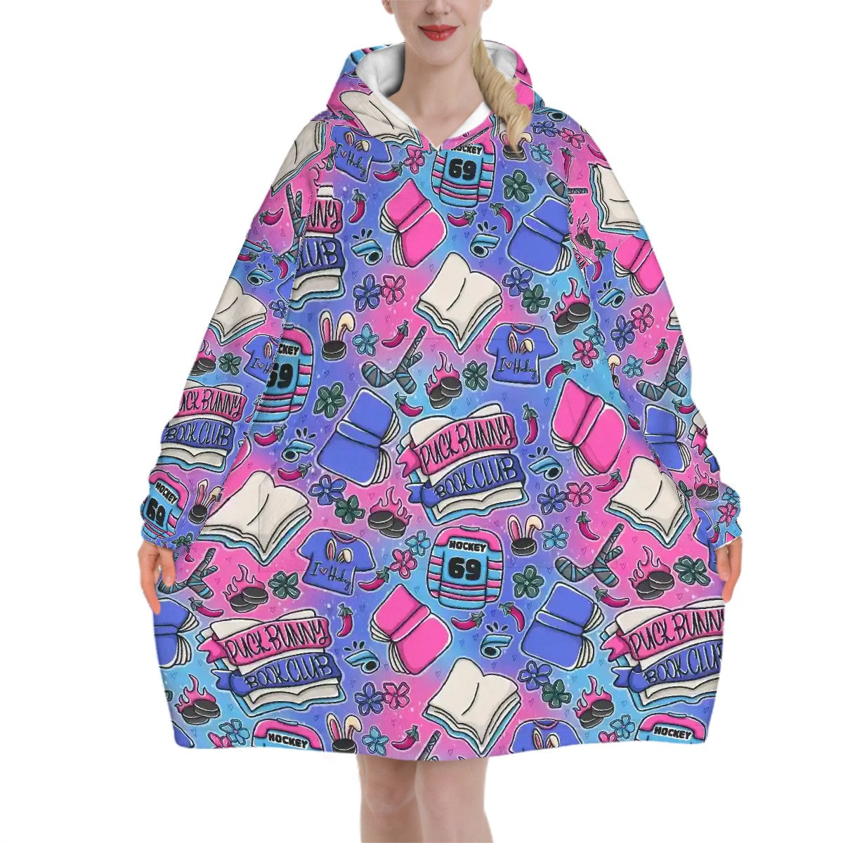 Puck bunny hockey romance bookish blanket hoodie
