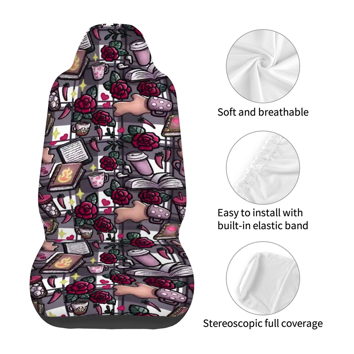 Books smut and coffee bookish Car Front Seat Covers