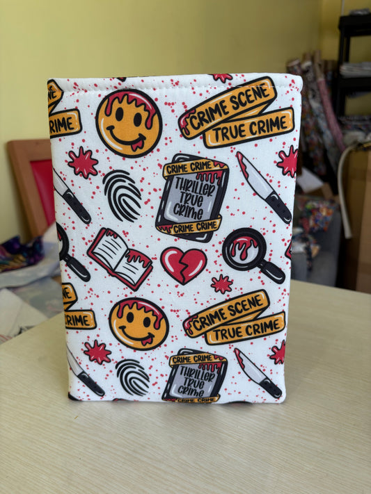 True crime thriller lover style bookbestie book sleeve padded and lined book protector book jackets, fabric dust jackets