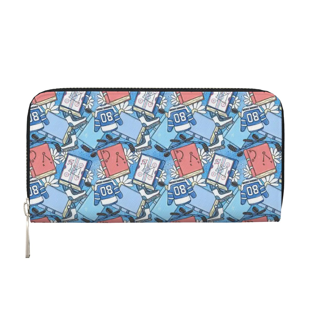Blue hocket romance bookish vegan leather wallet purse
