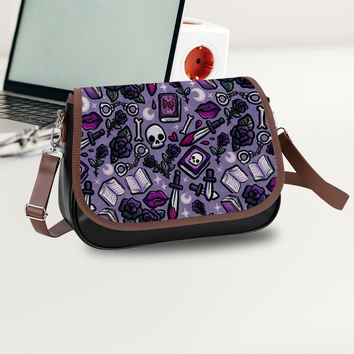 Here for the villian bookish vegan Leather Shoulder Bag dark romance lover handbag