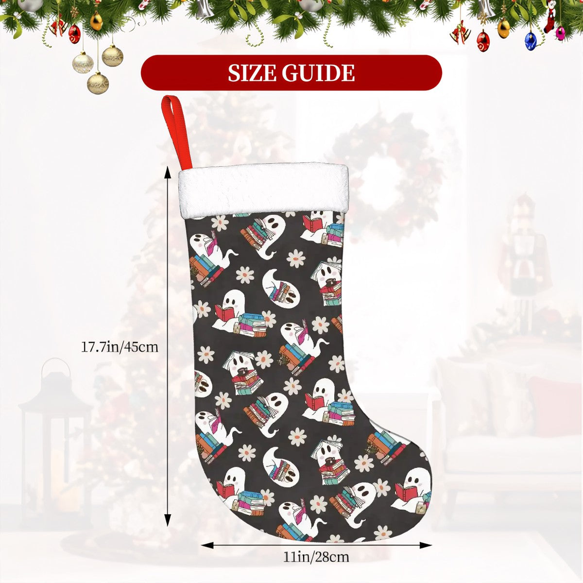 Booooks bookish ghosts christmas stocking