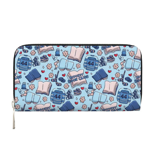 Cartoon hockey romance bookish vegan leather wallet purse