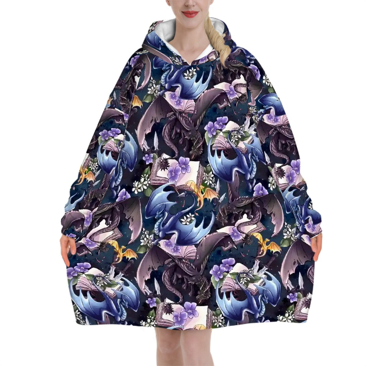 Book and dragons Adult Blanket Hoodie **please read item description**