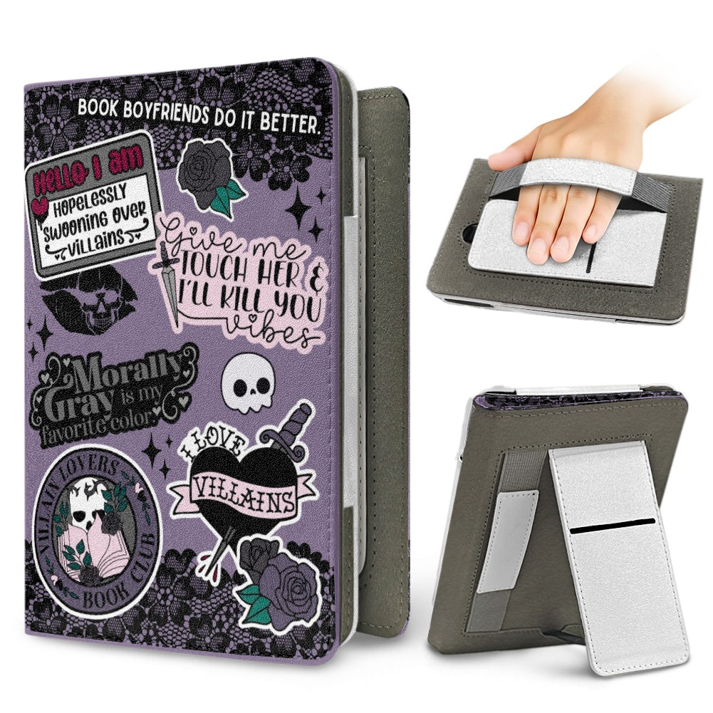 Villains sticker style PU cover for Kindle paperwhite 11th 12th gen vegan leather wallet style case