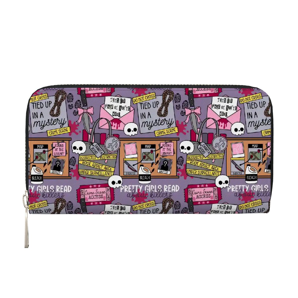 Pretty girls read thrillers bookish true crime vegan leather wallet purse