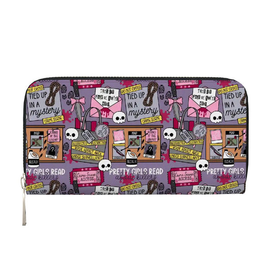 Pretty girls read thrillers bookish true crime vegan leather wallet purse