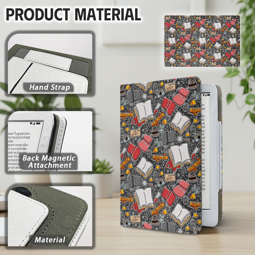 Cartoon crime scene thriller reader PU cover for Kindle 11th 12th gen and coloursoft