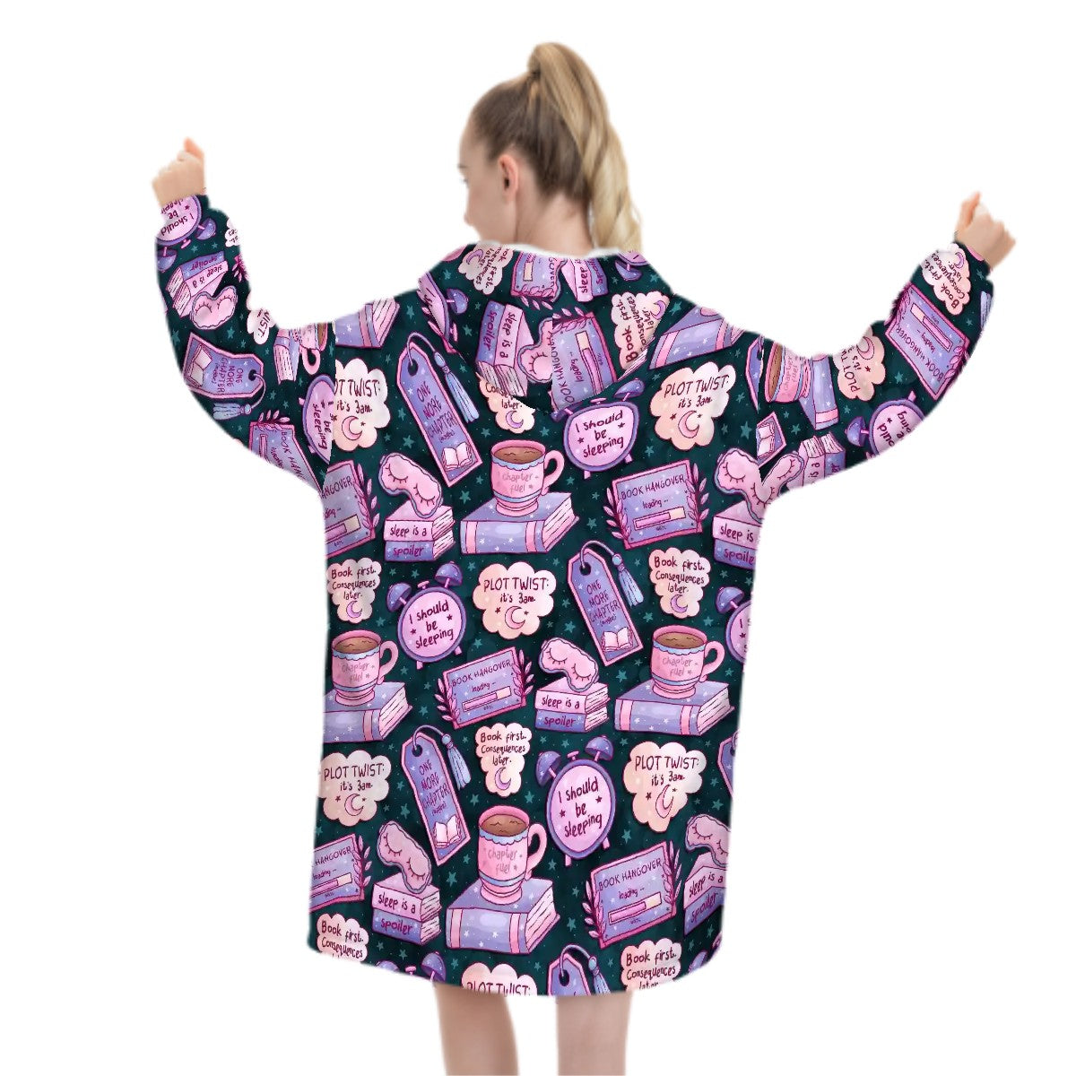 3am reading club teal bookish blanket hoodie