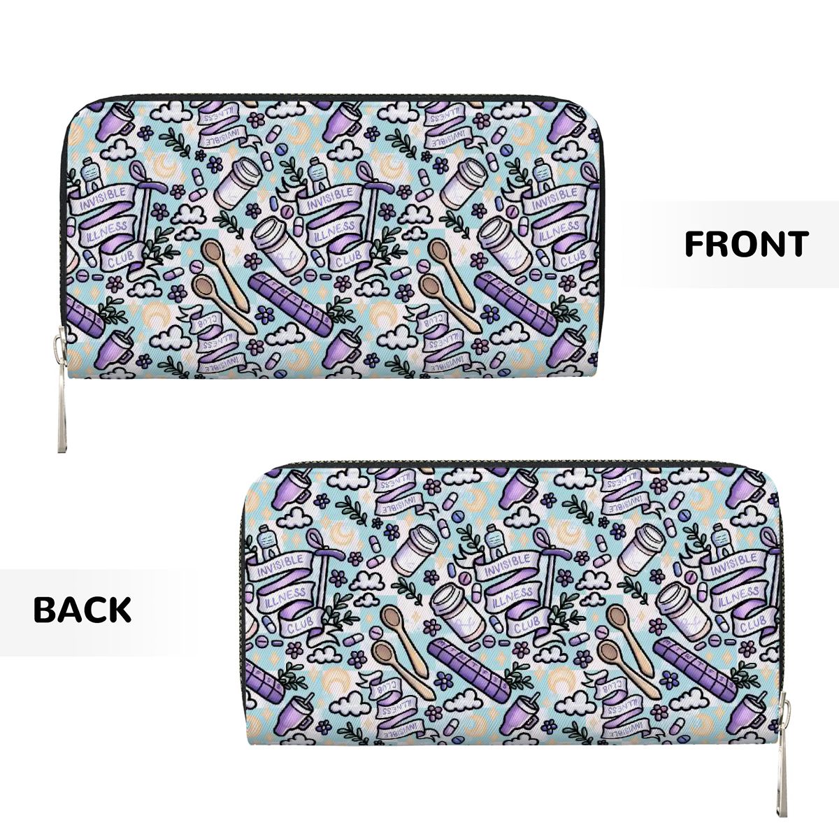 Invisible illness vegan leather wallet purse