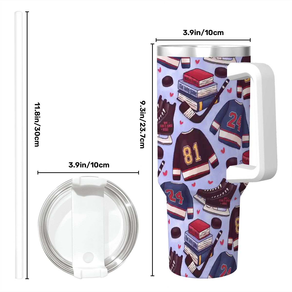 Heated hockey blue bookish 40oz travel mug