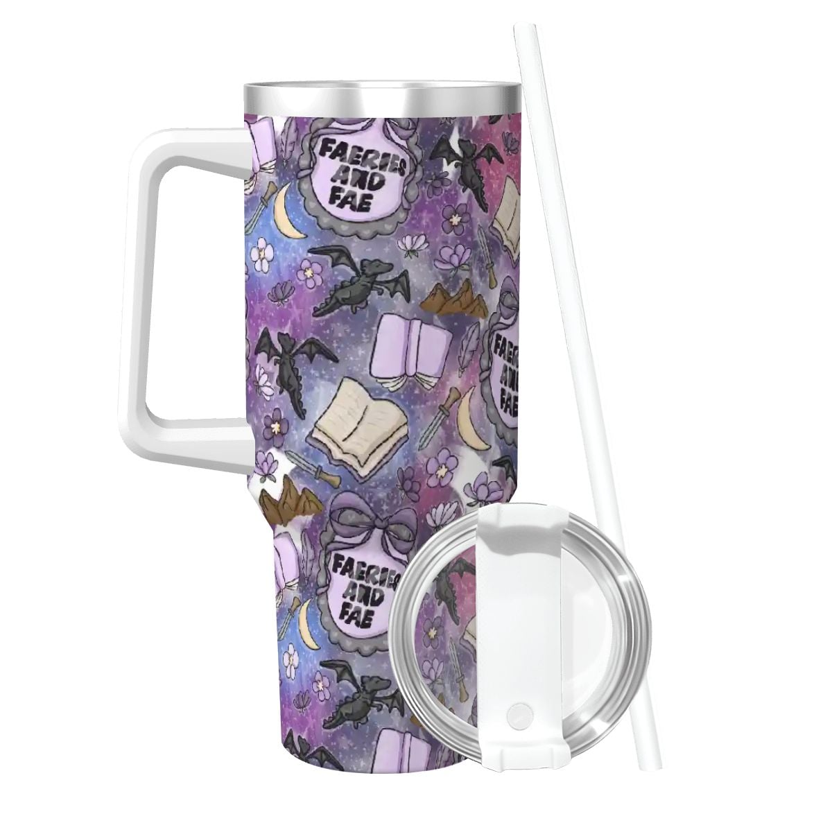 Faeries and fae romantasy fantasy bookish travel mug 40oz