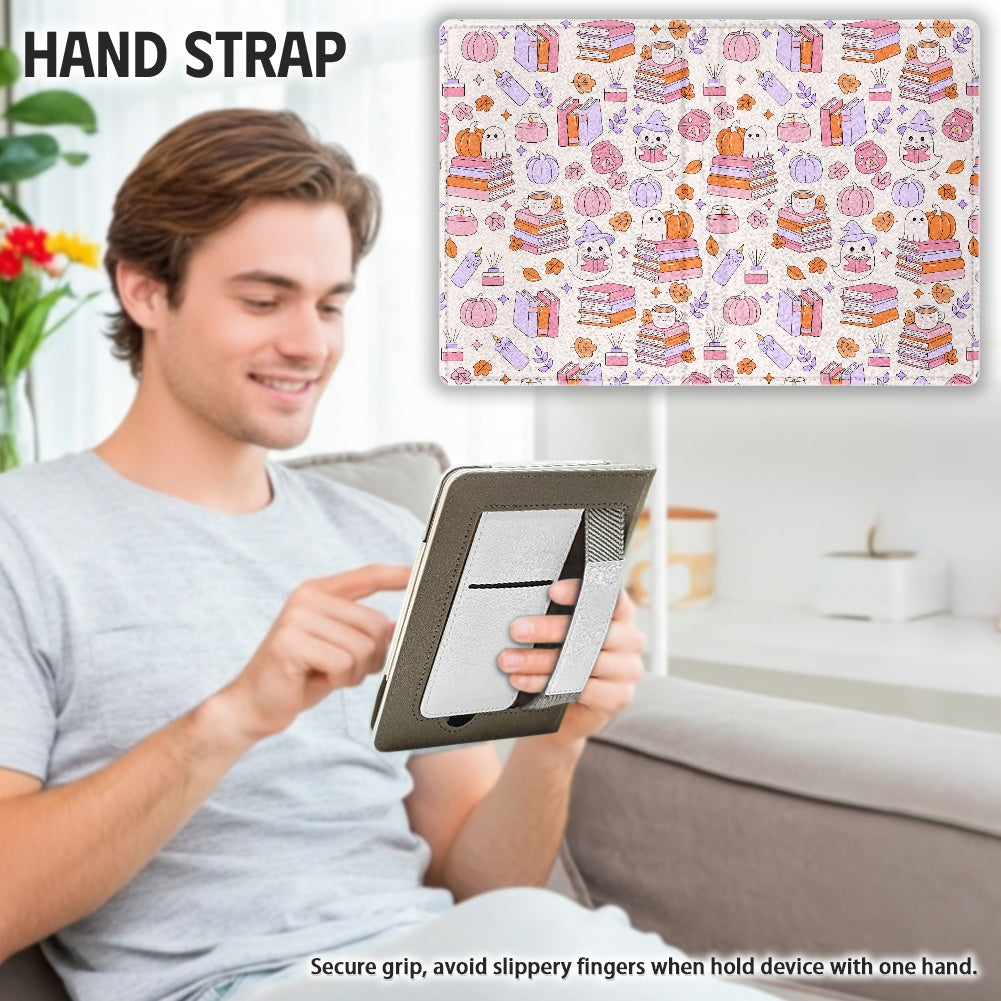 Cute bookish ghosts and pumpkins vegan leather bookish PU cover for Kindle paperwhite 11th 12th generation