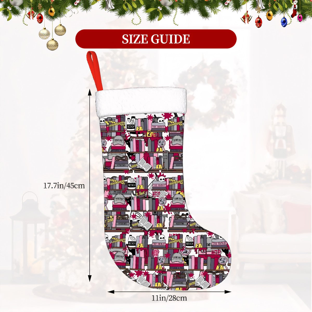 Thriller book shelf bookish christmas stocking