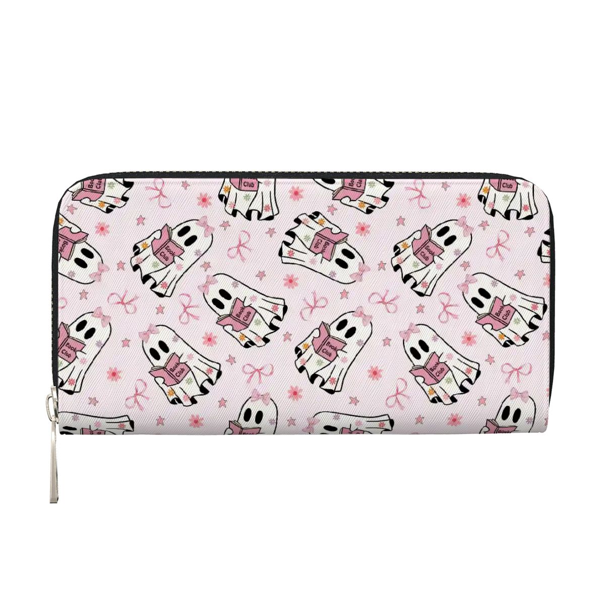 Cute book club ghost bookish vegan leather wallet purse