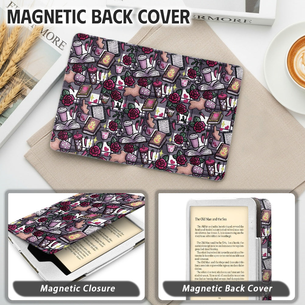 Smut and coffee PU cover for Kindle paperwhite 11th 12th gen vegan leather wallet style case