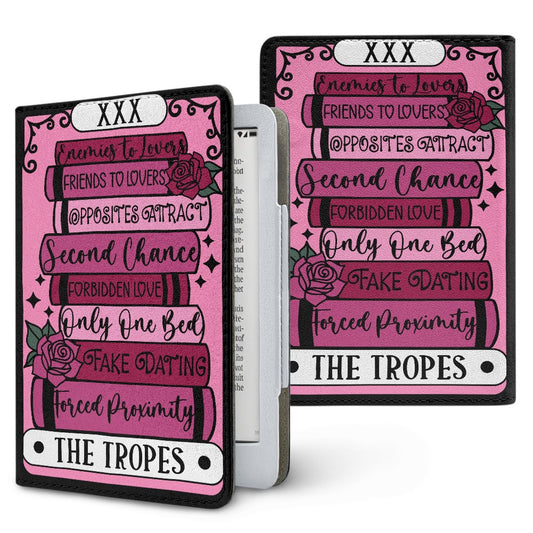 The romance tropes tarot style PU cover for Kindle paperwhite 11th 12th generation wallet style e-reader case in vegan leather