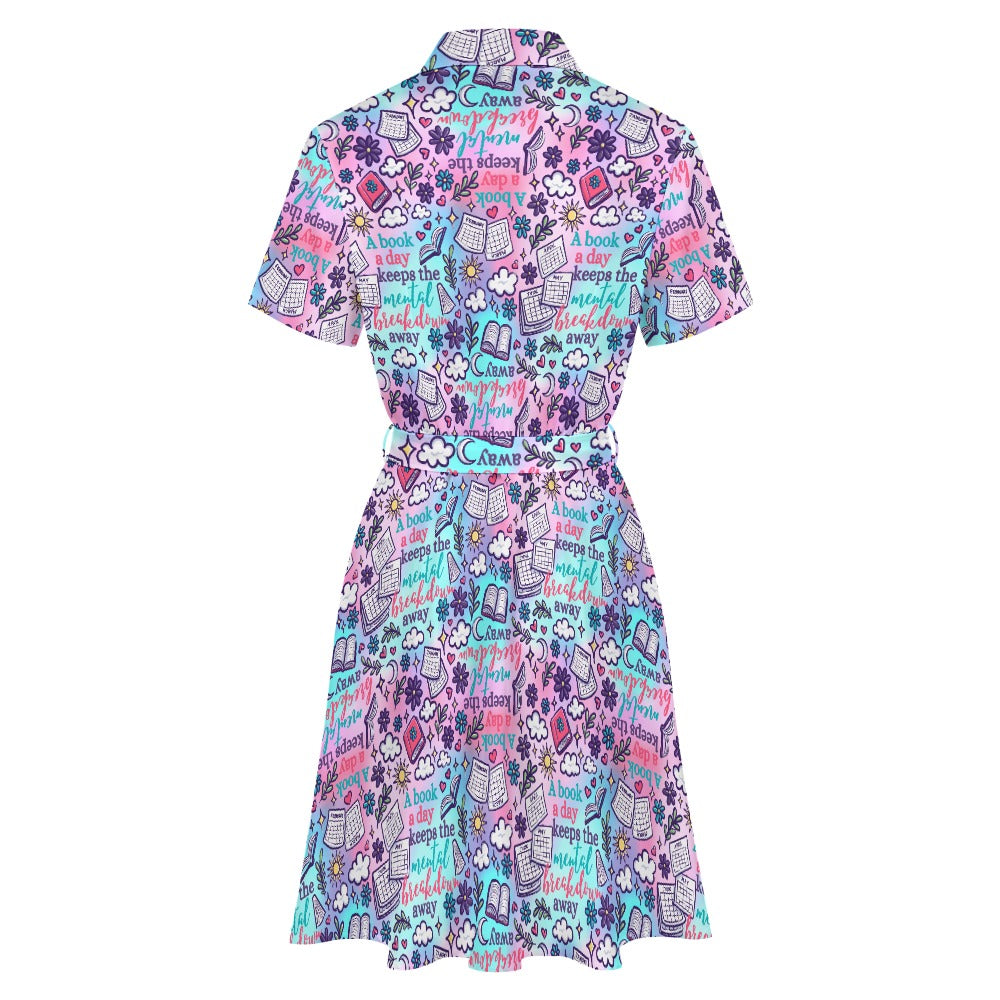 A book a day keeps the breakdown away bookish shirt dress