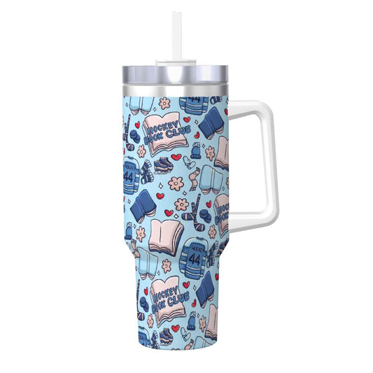 Catroon hockey romance bookish 40oz travel mug