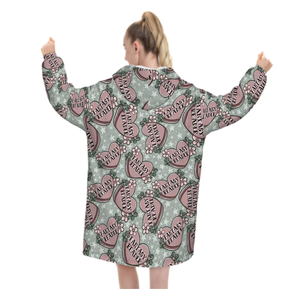 Fantasy reader hearts bookish hooded blanket