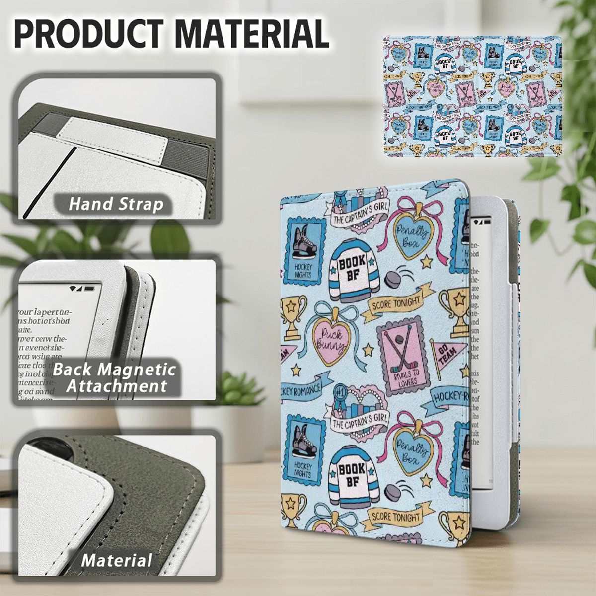 Hockey Romance stamps kindle case for paperwhite 11th 12th gen and coloursoft